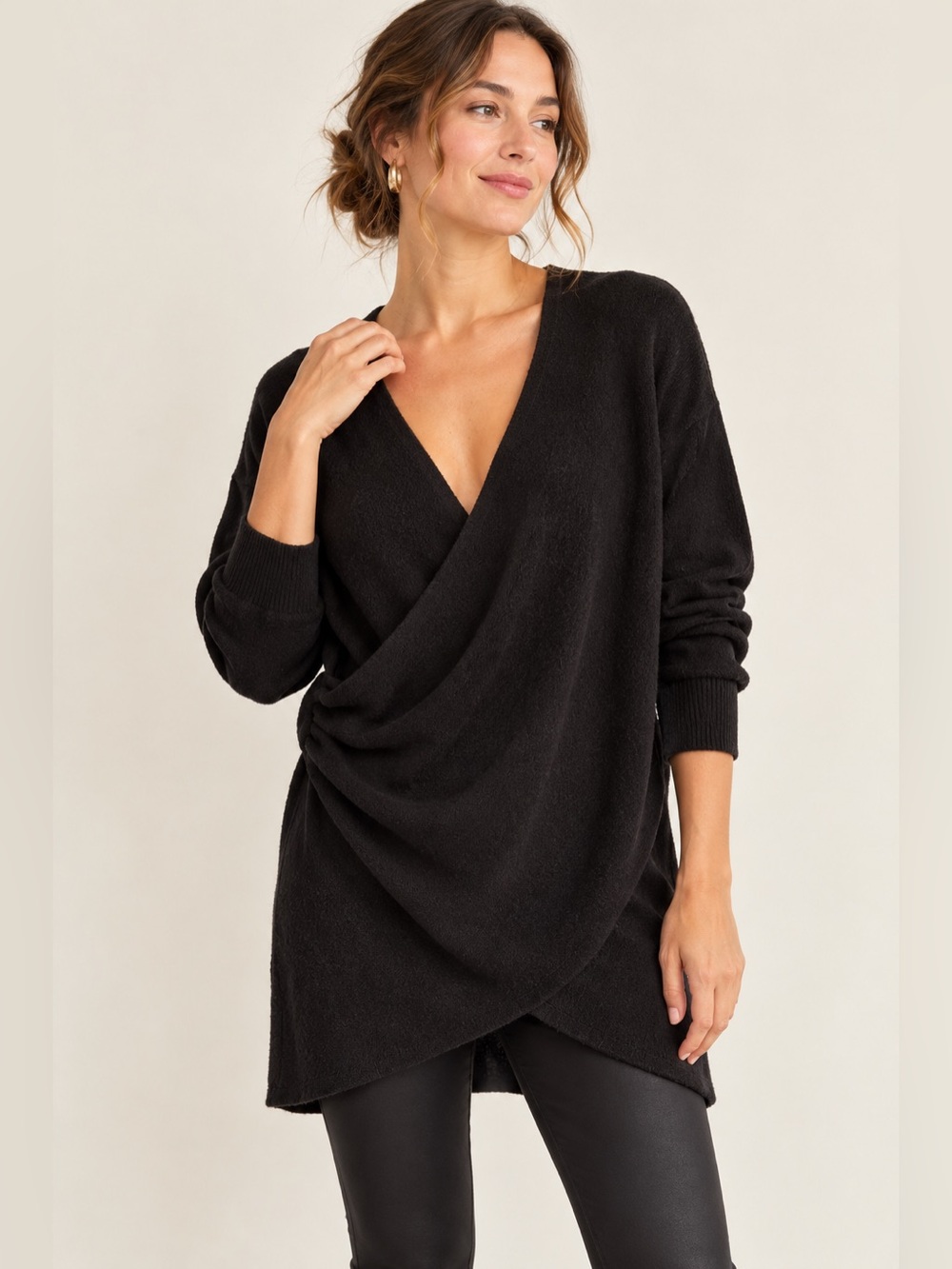 Anthropologie Postmark Stowe Black Wrap Tunic | Size Small